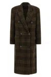 Isabel Marant Étoile Checked Double-breasted Lapel Coat In Brown