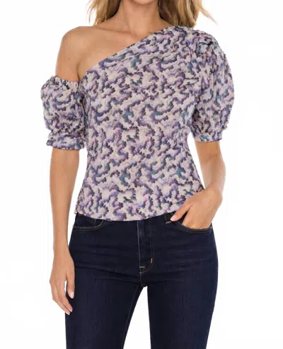 Isabel Marant Étoile Liddy Asymmetric Balloon Sleeve Top In Purple In Multi