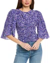 Isabel Marant Étoile Isabel Marant E'toile Lidiane Silk-blend Blouse In Blue