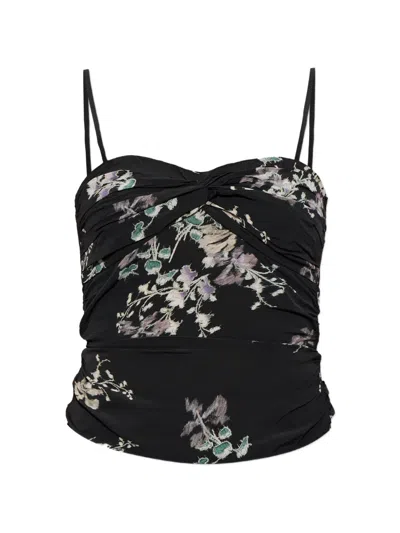 Isabel Marant Étoile Liese Floral-print Ruched Top In Black