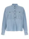 Isabel Marant Étoile Pleated Back Blouse With Chest Pockets In Light Blue