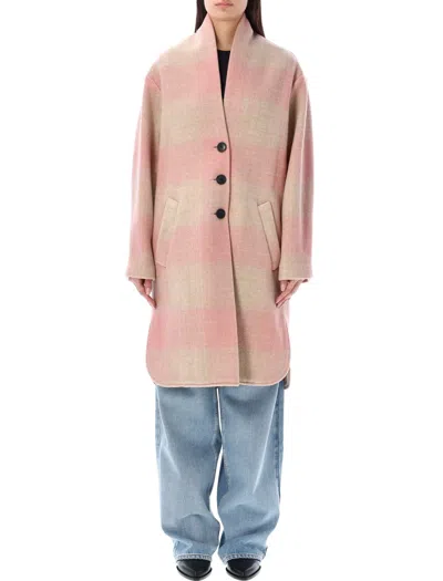 Isabel Marant Étoile Light Pink Checkered Wool-blend Jacket With Embroidered Logo