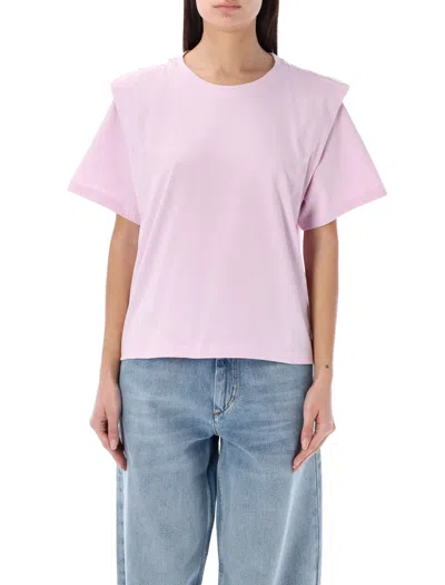 Isabel Marant Étoile Light Pink Padded-shoulder Cotton T-shirt For Women