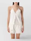 Isabel Marant Étoile Lightweight Embroidered V-neck Top With Scalloped Edges In White