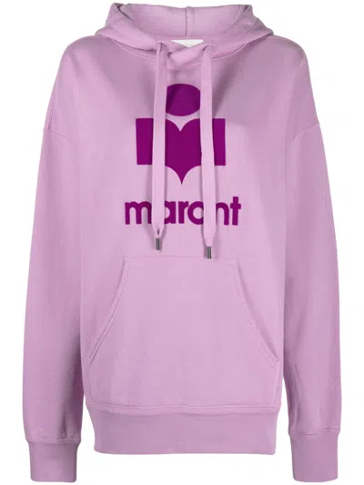 Isabel Marant Étoile Lilac Velvet Hoodie With Terciopelo Logo For Women