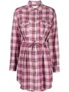 Isabel Marant Étoile Check-print Drawstring Shirtdress In Pink