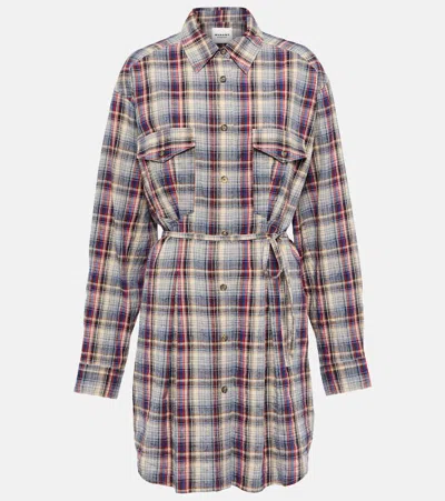 Isabel Marant Étoile Checked Flannel Midi Dress In Blue