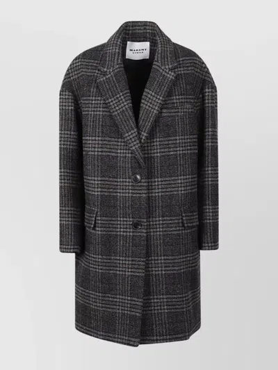 Isabel Marant Étoile Limiza Wool Coat Checked Pattern In Gray