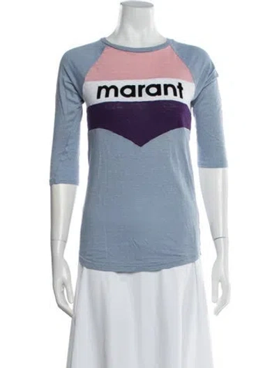 Pre-owned Isabel Marant Étoile Linen Colorblock Pattern T-shirt In Blue