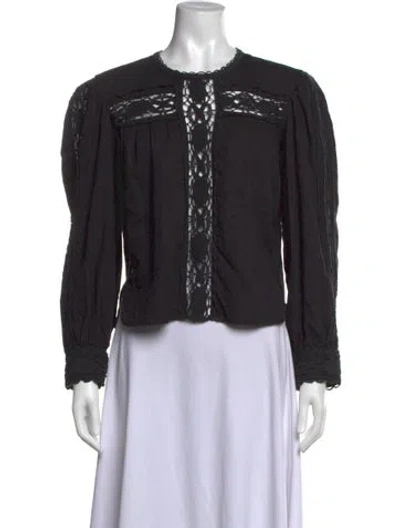 Pre-owned Isabel Marant Étoile Linen Crew Neck Blouse In Black