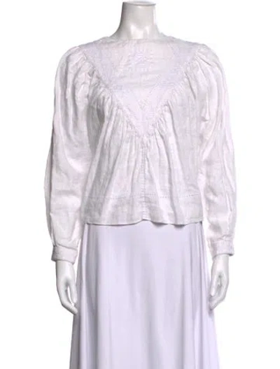 Pre-owned Isabel Marant Étoile Linen Crew Neck Blouse In White