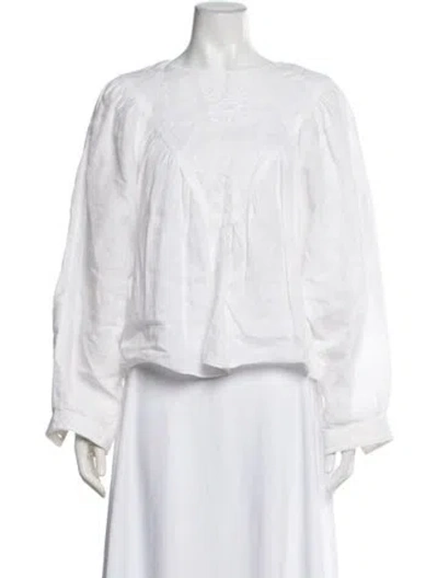 Pre-owned Isabel Marant Étoile Linen Crew Neck Blouse In White