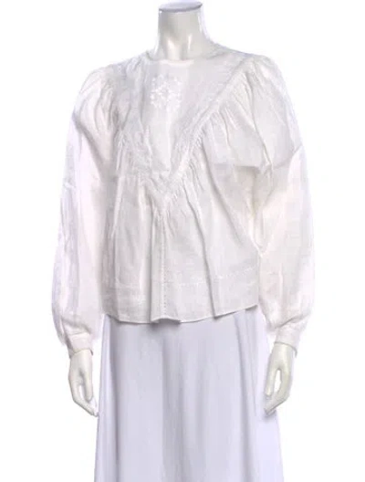 Pre-owned Isabel Marant Étoile Linen Crew Neck Blouse In White