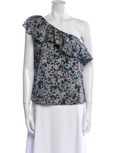 Pre-owned Isabel Marant Étoile Linen Floral Print Blouse In Blue