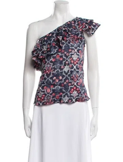 Pre-owned Isabel Marant Étoile Linen Floral Print Blouse In Blue