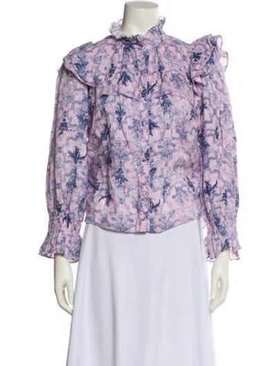 Pre-owned Isabel Marant Étoile Linen Floral Print Blouse In Blue