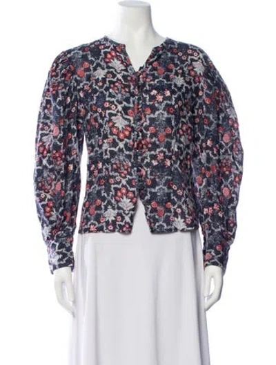 Pre-owned Isabel Marant Étoile Linen Floral Print Blouse In Blue