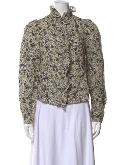 Pre-owned Isabel Marant Étoile Linen Floral Print Blouse In Neutrals