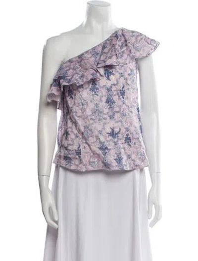 Pre-owned Isabel Marant Étoile Linen Floral Print Blouse In Purple