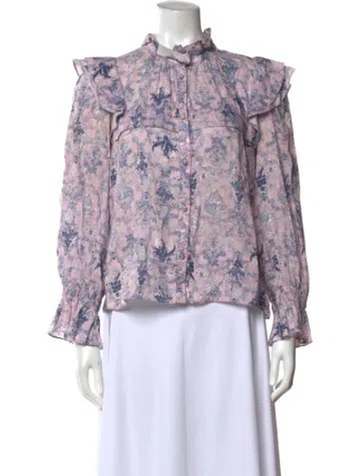 Pre-owned Isabel Marant Étoile Linen Floral Print Blouse In Purple
