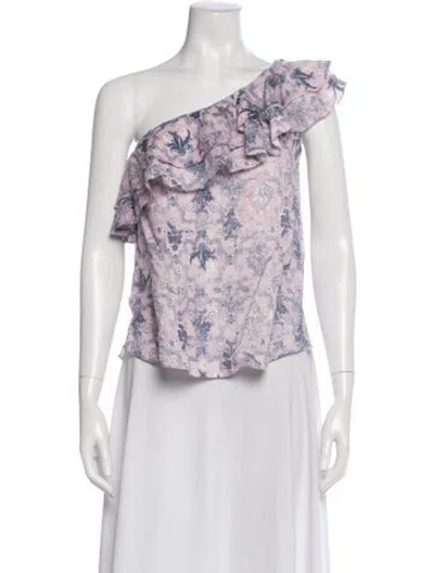 Pre-owned Isabel Marant Étoile Linen Floral Print Blouse In Purple