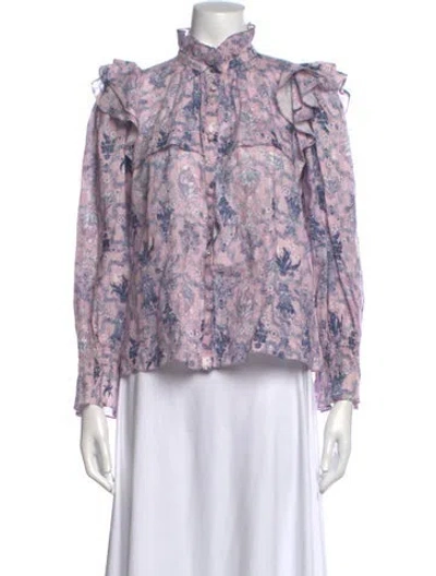 Pre-owned Isabel Marant Étoile Linen Floral Print Blouse In Purple