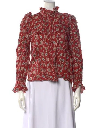 Pre-owned Isabel Marant Étoile Linen Floral Print Blouse In Red