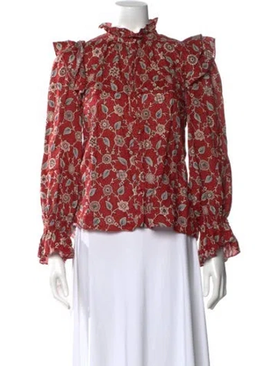Pre-owned Isabel Marant Étoile Linen Floral Print Blouse In Red