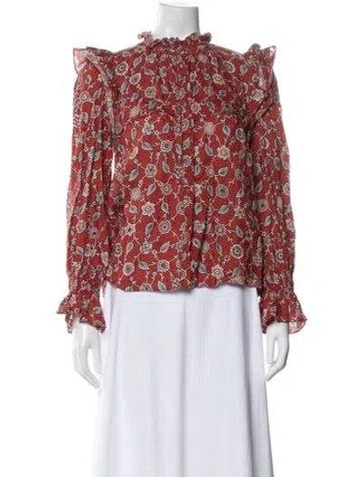 Pre-owned Isabel Marant Étoile Linen Floral Print Blouse In Red