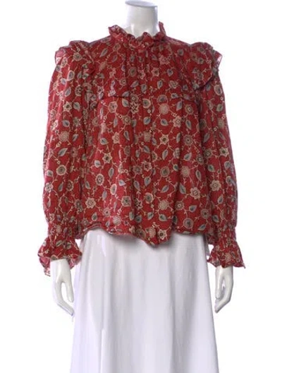 Pre-owned Isabel Marant Étoile Linen Floral Print Blouse In Red