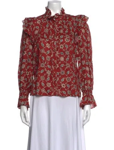 Pre-owned Isabel Marant Étoile Linen Floral Print Blouse In Red