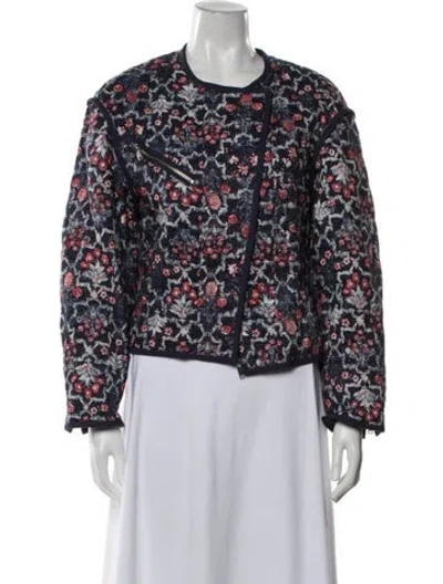 Pre-owned Isabel Marant Étoile Linen Floral Print Jacket In Blue