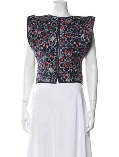 Pre-owned Isabel Marant Étoile Linen Floral Print Jacket W/ Tags In Blue