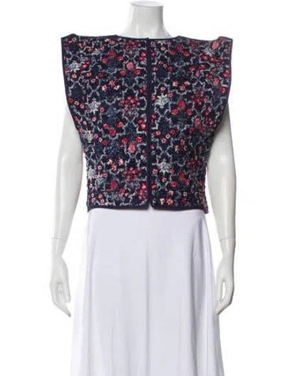 Pre-owned Isabel Marant Étoile Linen Floral Print Vest In Blue