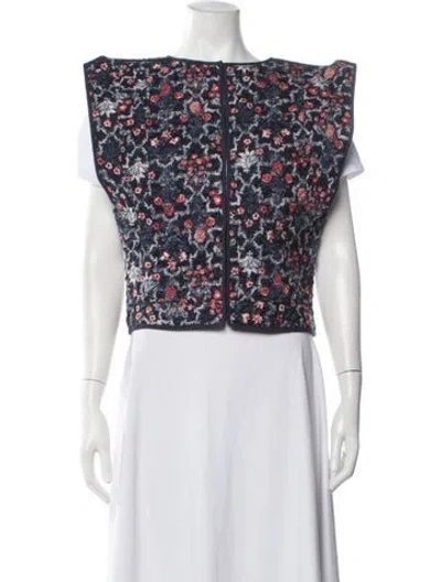 Pre-owned Isabel Marant Étoile Linen Floral Print Vest In Blue