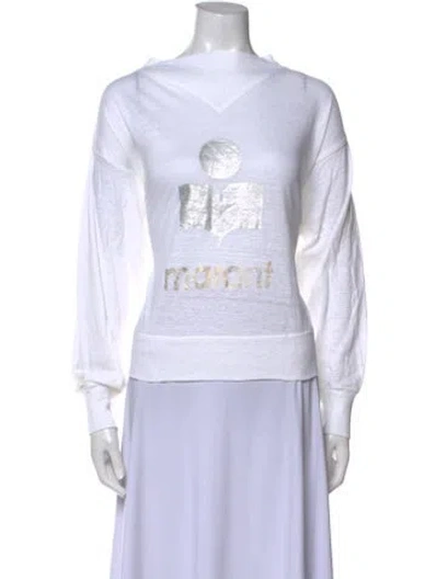 Pre-owned Isabel Marant Étoile Linen Graphic Print Sweatshirt In White
