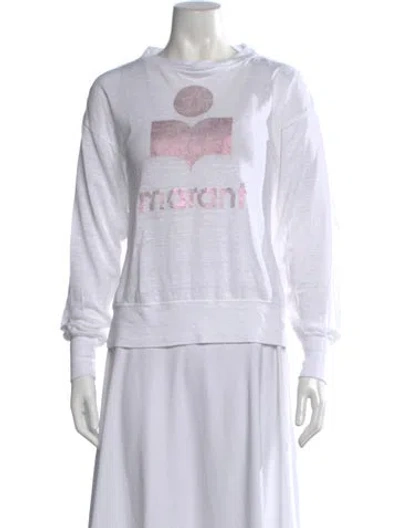 Pre-owned Isabel Marant Étoile Linen Graphic Print Sweatshirt In White
