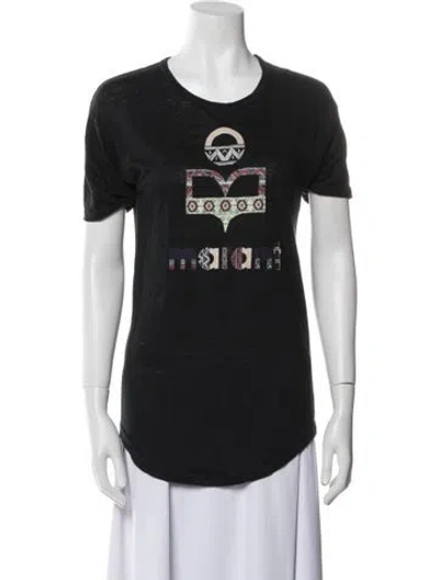 Pre-owned Isabel Marant Étoile Linen Graphic Print T-shirt In Black