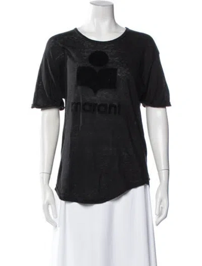Pre-owned Isabel Marant Étoile Linen Graphic Print T-shirt In Black