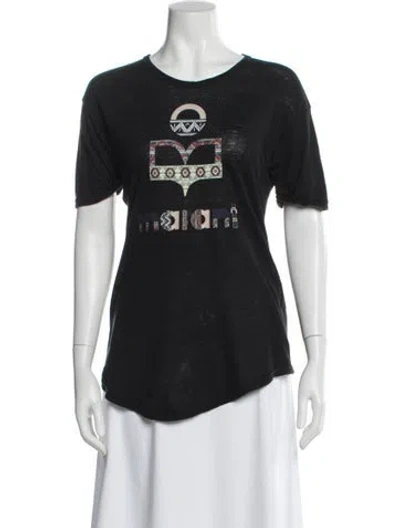 Pre-owned Isabel Marant Étoile Linen Graphic Print T-shirt In Black