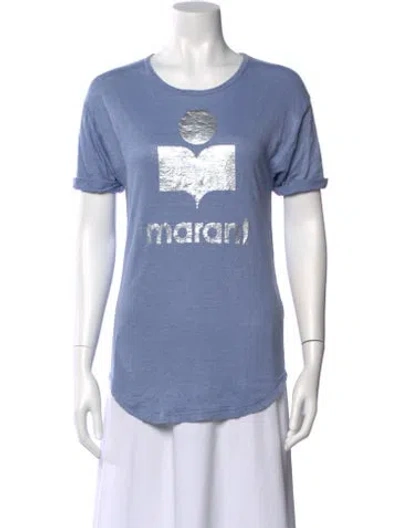 Pre-owned Isabel Marant Étoile Linen Graphic Print T-shirt In Blue