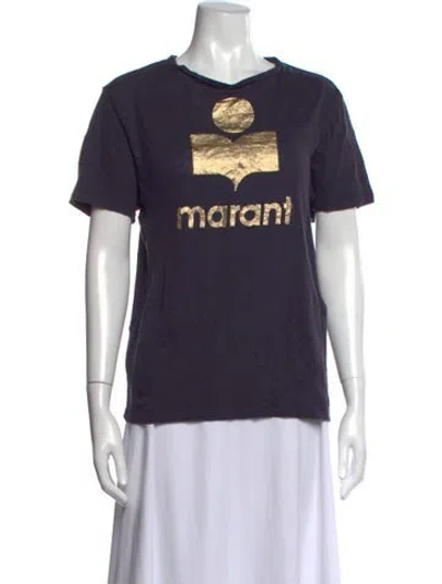 Pre-owned Isabel Marant Étoile Linen Graphic Print T-shirt In Purple