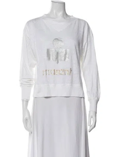 Pre-owned Isabel Marant Étoile Linen Graphic Print T-shirt In White