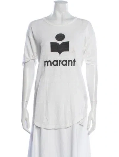 Pre-owned Isabel Marant Étoile Linen Graphic Print T-shirt In White