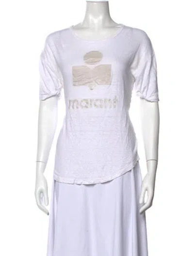 Pre-owned Isabel Marant Étoile Linen Graphic Print T-shirt In White
