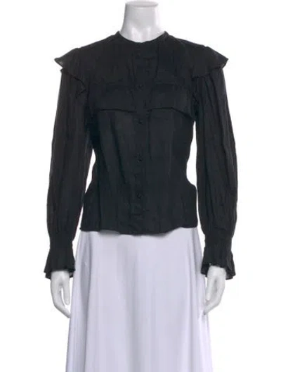 Pre-owned Isabel Marant Étoile Linen Long Sleeve Blouse In Black