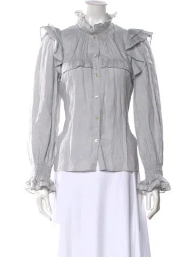 Pre-owned Isabel Marant Étoile Linen Long Sleeve Blouse In Blue