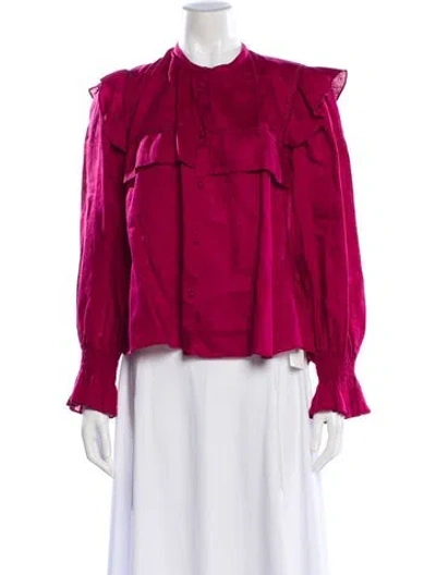 Pre-owned Isabel Marant Étoile Linen Long Sleeve Blouse In Burgundy
