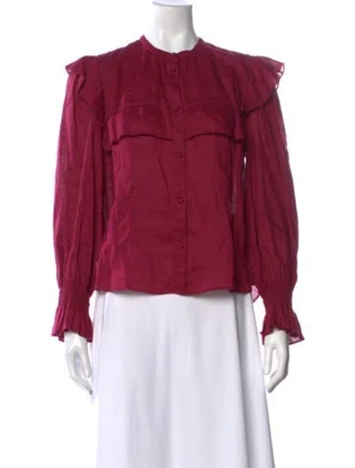 Pre-owned Isabel Marant Étoile Linen Long Sleeve Blouse In Burgundy