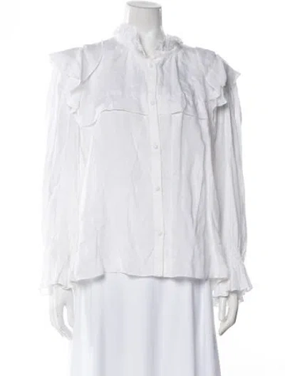 Pre-owned Isabel Marant Étoile Linen Long Sleeve Blouse In White